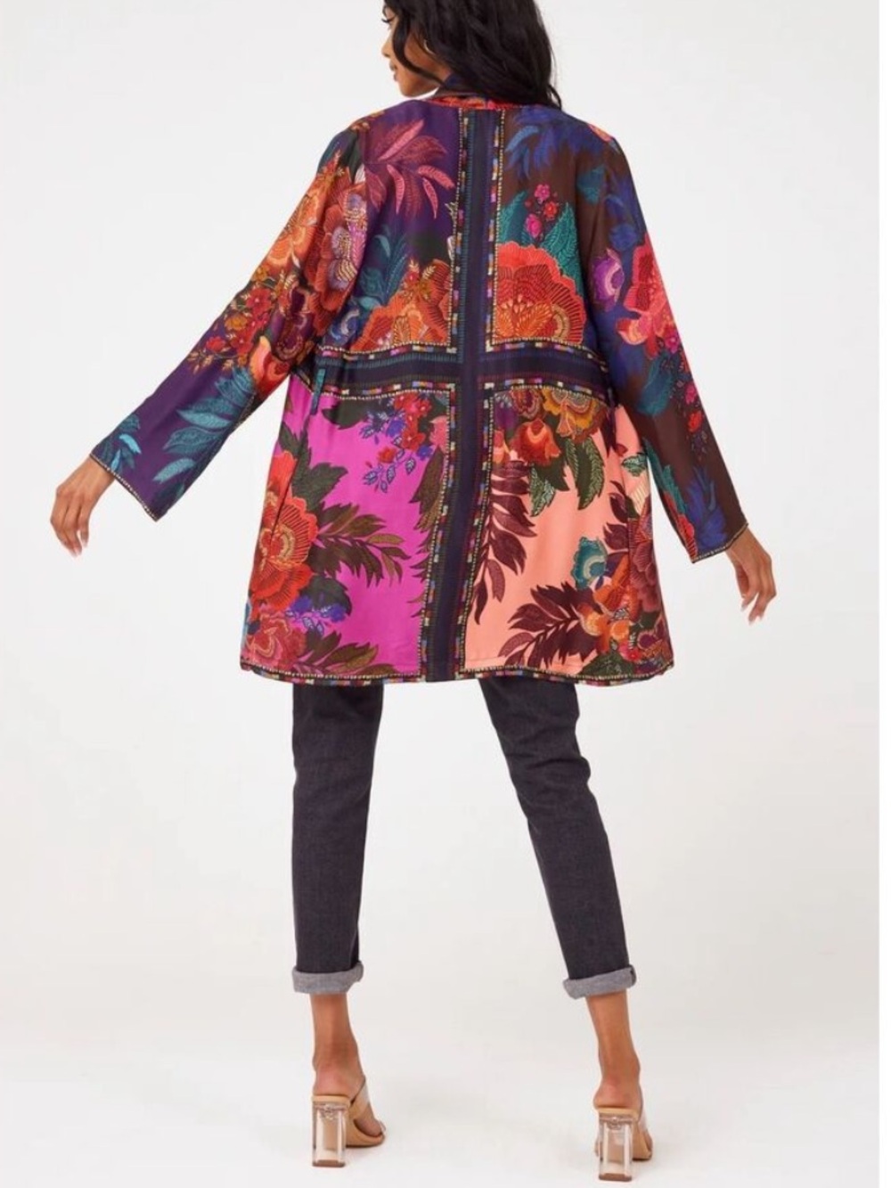 Farm Rio Flower Scarves Kimono in Viscose Size XS No Belt